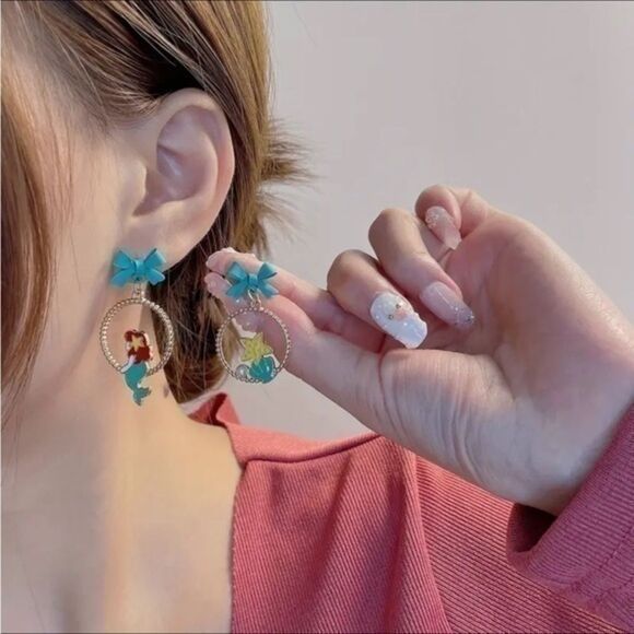 Jewelry - Little mermaid Cartoon Dangle Bow knot Earrings